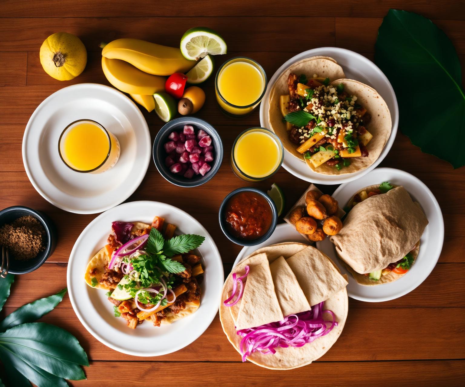 Selección de comida hondureña fresca